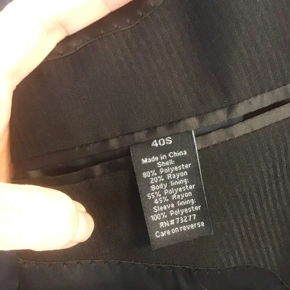 APT. 9 Men’s Black Mono Stripe 2 Button Blazer Pants Suit 40 S 32X32